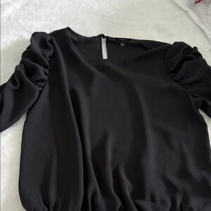 Express Black Ruched Sleeve Blouse